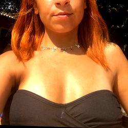 Fashionista in a black tank top