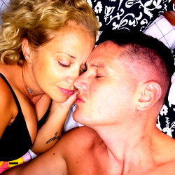 Couple sharing intimate moment in bed