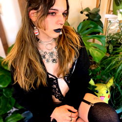 Gothic Style Model with Beaded Necklace