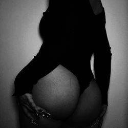 Model in a dark room