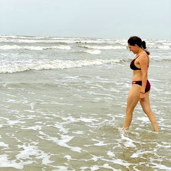 Beautiful Beza strides confidently on the beach
