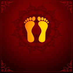Vibrant Aesthetic Feet Art with Red Background and Floral Design