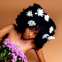 Stunning OnlyFans Model with Purple Flowers and Flower Crowns