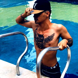 Model Alejo Eusse in Pool