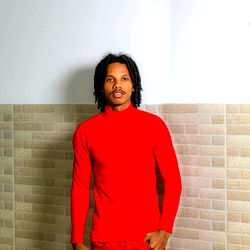 Stylish Model Joshmegans in Red Turtleneck