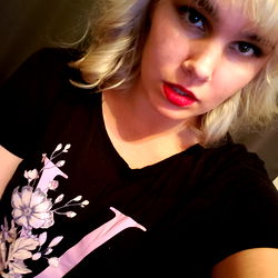 A Blonde Woman with Red Lipstick