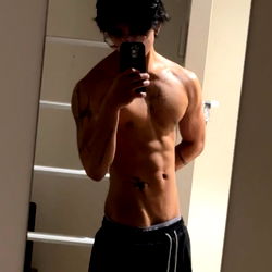 Shirtless EJ in Gym Mirror