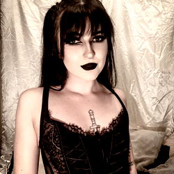 Model Alvara in a Victorian-inspired outfit,