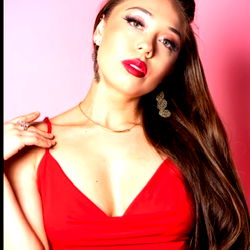 Model in Red Shirt and OnlyFans Tag