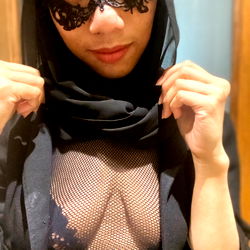 Model in Lingerie and Face Mask with Black Hair