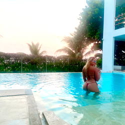 Poolside beauty in a bikini