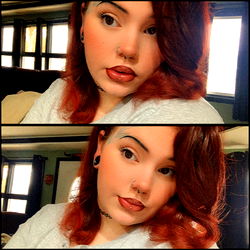 Stylish Redhead with Unique Eye Makeup