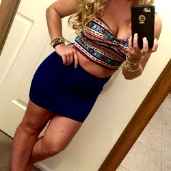 AmarieXo on OnlyFans - Stylish Model Shoot with a Blue Skirt and Tank Top