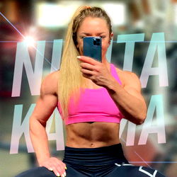 Nikita, the Bodybuilder in Pink Sports Bra and Black Leggings 😱