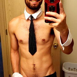Shirtless Man in Onlyfans Model Uniform