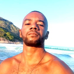 Shirtless Man Taking Selfie at the Beach, Rio de Janeiro