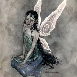 Art of a Female Character as She Sits on the Ground