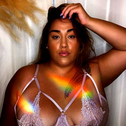 KurvyKay, a Plus Size Model in a Rainbow Pride Lingerie