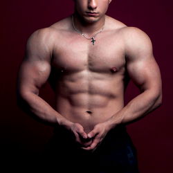 Muscular Bodybuilder in Black and White