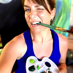 Artistic Amber in Her Studio