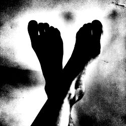 Black and White Foot in a Sock