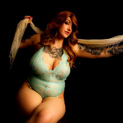 Vintage-inspired Model Posing in Lingerie