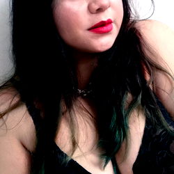 Casual, Dark Hair Model with Red Lipstick