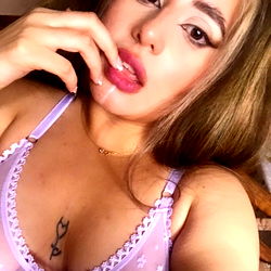 Daddy Girl's Playful Purple Lingerie Pose