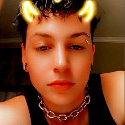 Futuristic Tattooed Model with Horns