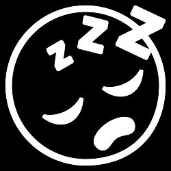 Cute Smiley Face with Black Eyes and Ears, Sleeping on a Bed