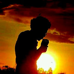 Silhouette of a Person at Sunset