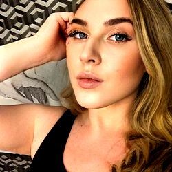 European Model with Blonde Hair and Red Lipstick