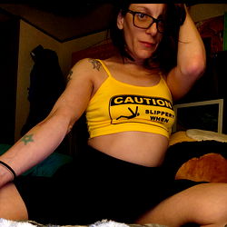 Onlyfans Model Alice Blue in Striped Yellow Tank Top