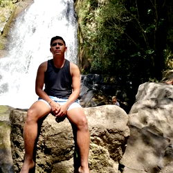 Serene Nature Scene with Man Posing