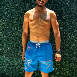 Adonis Fitness: Shirtless in Blue Swim Shorts