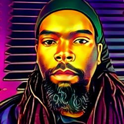 A man with a beard and dreadlocks in a black hat