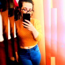 Fashionable Alinna96 in a Trendy Yellow Sweater