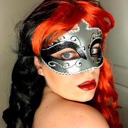 AmoraJones in a Red and Black Mask