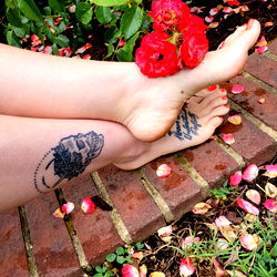 Onlyfans Model Striptoes: Feet with Red Rose, Tattoos