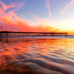 Scenic Sunset View of the Ocean with Pier