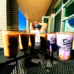 Cool, Colorful Coffee Cups on Table