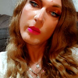 Woman with long hair and makeup