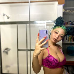 Stylish OnlyFans Model Lovelygin Poses for Photo in Bathroom Mirror