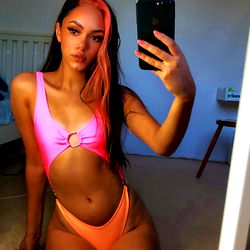 Fashionable Model in Pink Bikini