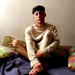 Fashion Photography with Model Andrés Martínez in a Modern Hotel Room