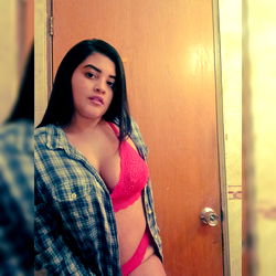 Model Alexa in Plaid Shirt and Lingerie