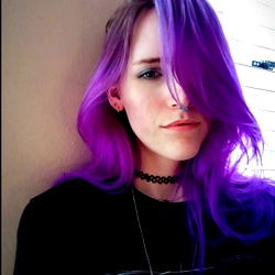 Vibrant Purple Hair and Matching Makeup