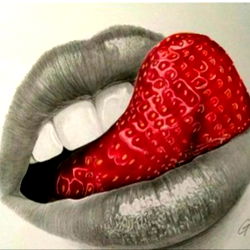 Artistic Digital Illustration of a Strawberry Lip Print