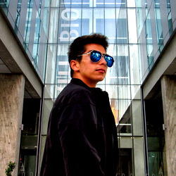 Chilean Model Alexis Standing in Front of a Modern Building