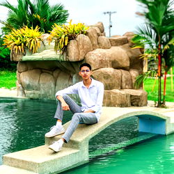 Poolside with a Cityscape Backdrop